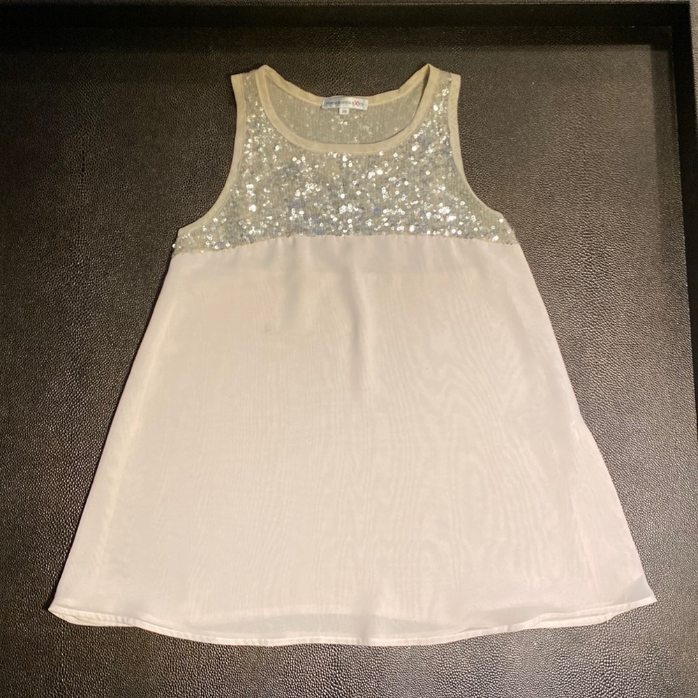 Maria Bonita extra, sequin top, silver sequins and rosè, size Small, tank top